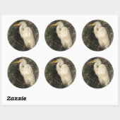 Sticker Rond Grande peinture d'Art numérique d'oiseaux d'aigret (Feuille)