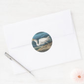 Sticker Rond Grande Peinture de la faune d'Audubon Heron blanc (Enveloppe)