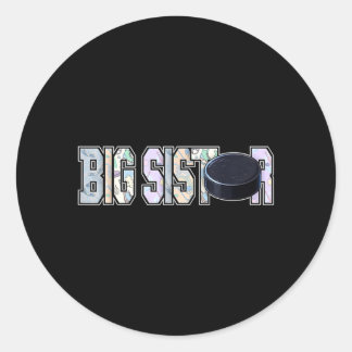 Sticker Rond Grande Sœur de hockey sur glace de la fête d'anniv