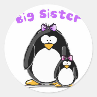 Sticker Rond Grande soeur Penguin