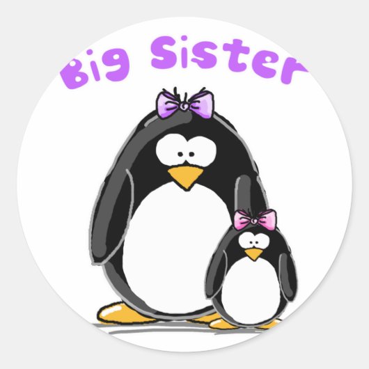 Sticker Rond Grande soeur Penguin (Devant)