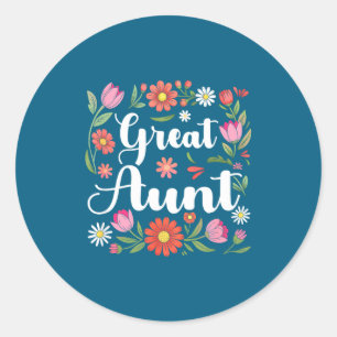 Sticker Rond Grande Tante Florale Fleurs Sauvages de Mère