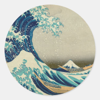Sticker Rond Grande vague au large de Kanagawa & Art japonais /