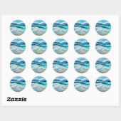 Sticker Rond Grandes et belles vagues en mer (Feuille)