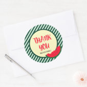Sticker Rond Grandes vertes avec Merci de pastèque rouge vert (Enveloppe)