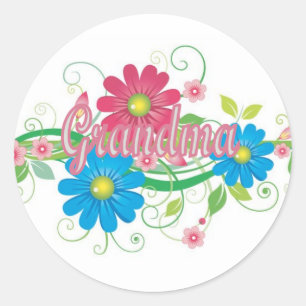 Sticker Rond Grandma aux fleurs glamour