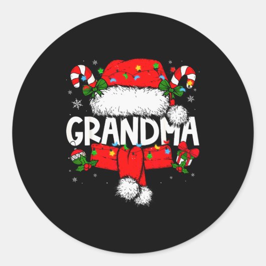 Sticker Rond Grandma Christmas Pajama Santa Claus Family Matchi (Devant)