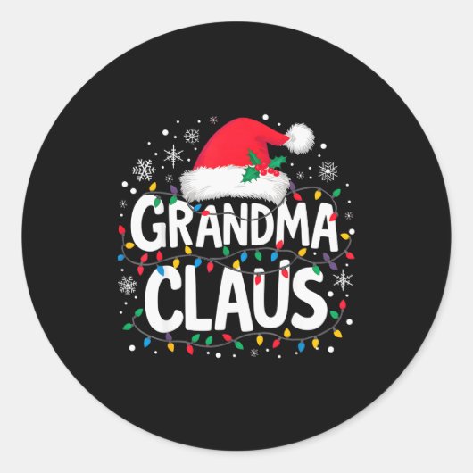 Sticker Rond Grandma Claus Christmas Lights Santa Family Matchi (Devant)