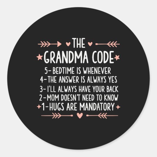 Sticker Rond Grandma Code Grand-mère drôle (Devant)
