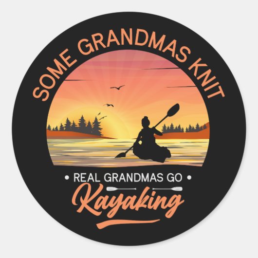 Sticker Rond Grandma Kayaking Stone (Devant)