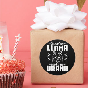 Sticker Rond Grandma Llama N'A Pas Besoin De Drame Mignonne Lla