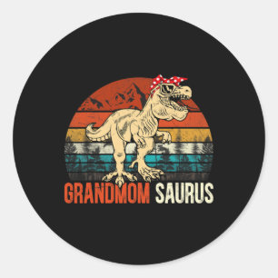 Sticker Rond Grandmomsaurus T Rex Dinosaur Grand-mère Saurus Ma