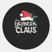 Sticker Rond Grandpa Claus Christmas Lights Pajama Family Match (Devant)