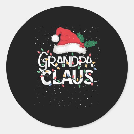 Sticker Rond Grandpa Claus Christmas Lights Pajama Family Match (Devant)