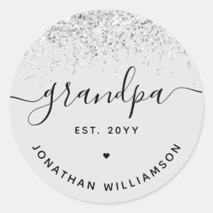 Sticker Rond Grandpa Est Parties scintillant Confetti Cadeaux G
