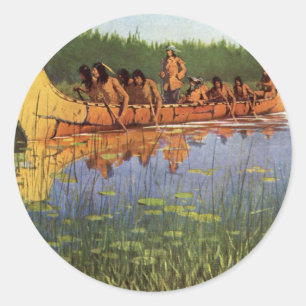 Sticker Rond Grands explorateurs par Remington, Pionniers Vinta