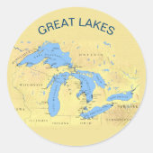 Sticker Rond Grands Lacs d'Amérique du Nord (Devant)