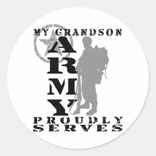 Sticker Rond Grandson Sert fièrement - ARMÉE (Devant)