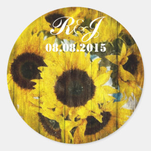 Sticker Rond grange de l'ouest bois jaune tournesol mariage