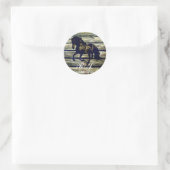 Sticker Rond grange grise rustique bois cheval occidental thème (Sac)