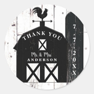 Sticker Rond Grange Rustique Maison de Mariage Bois Blanc Grang