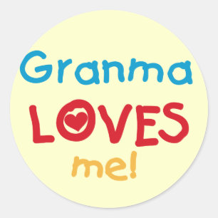 Sticker Rond Granma aime mes t-shirts et cadeaux