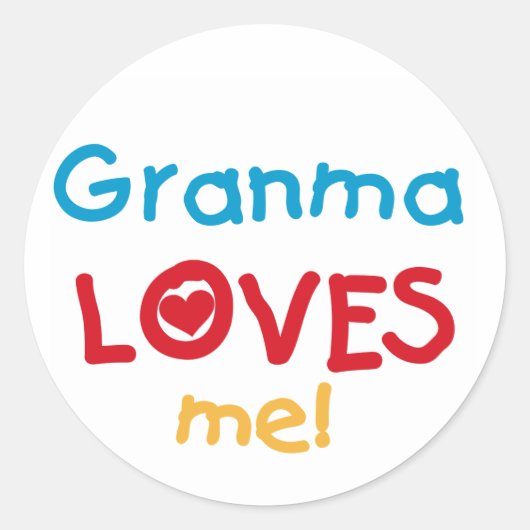Sticker Rond Granma aime mes t-shirts et cadeaux (Devant)