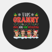 Sticker Rond Granny aime ses mignons rennes Xmas Group Père Noë (Devant)