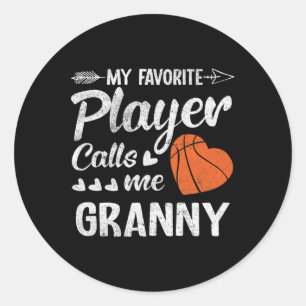 Sticker Rond Granny Basketball Mon Joueur Favori M'Appelle Gran