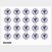Sticker Rond Grape on Violet Plaid (Feuille)
