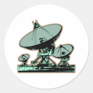 Sticker Rond Graphique à écran satellite rétro