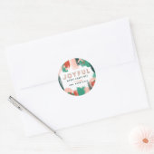 Sticker Rond Graphique abstrait moderne rouge, rose + vert joye (Enveloppe)