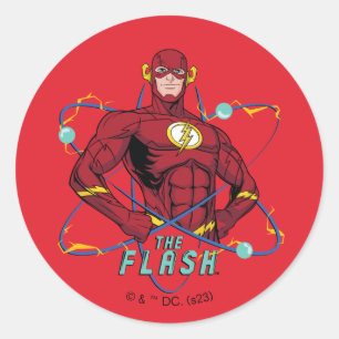 Sticker Rond Graphique atomique Flash de dessin
