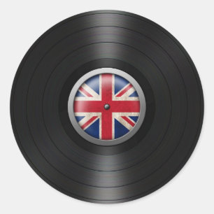 Sticker Rond Graphique britannique d'album de disque vinyle de