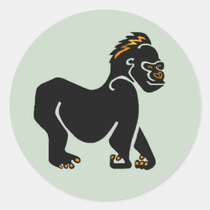 Sticker Rond Graphique cool GORILLA - Nature - Afrique