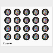 Sticker Rond Graphique couleur arc-en-ciel Kitty Chat (Feuille)