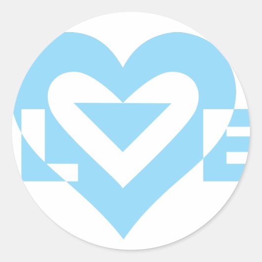 Sticker Rond Graphique d'amour cool, Bleu (Devant)