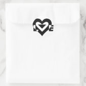 Sticker Rond Graphique d'amour cool, noir (Sac)