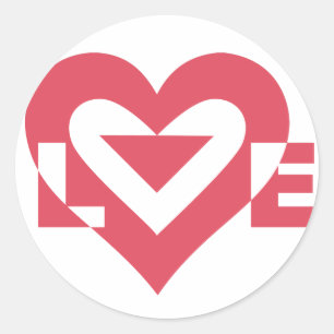Sticker Rond Graphique d'amour cool, rose cerise