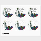 Sticker Rond Graphique d'arbre de Noël moderne avec des présent (Feuille)