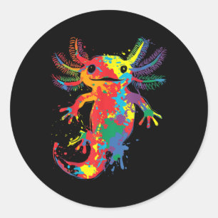 Sticker Rond Graphique d'art coloré Abstrait Axolotl peinture