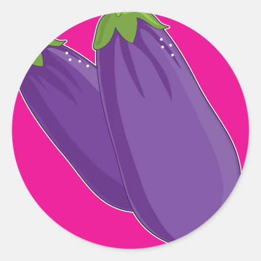 Sticker Rond Graphique d'aubergine (Devant)