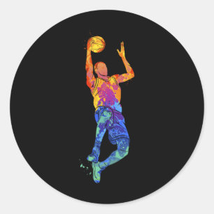 Sticker Rond Graphique de basket-ball du joueur de basketball d