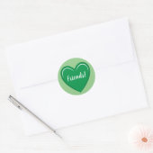 Sticker Rond Graphique de Charme Coeur Vert avec Amis Texte (Enveloppe)