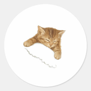 Sticker Rond Graphique de chat endormi, tee vintage pour amoure