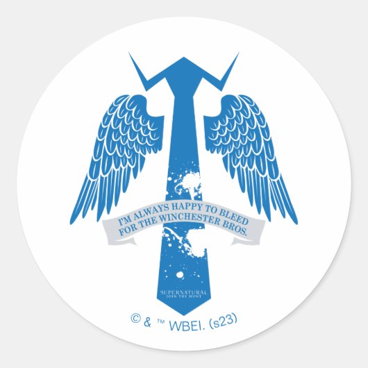 Sticker Rond Graphique de citation de Cravate de Castiel surnat (Devant)