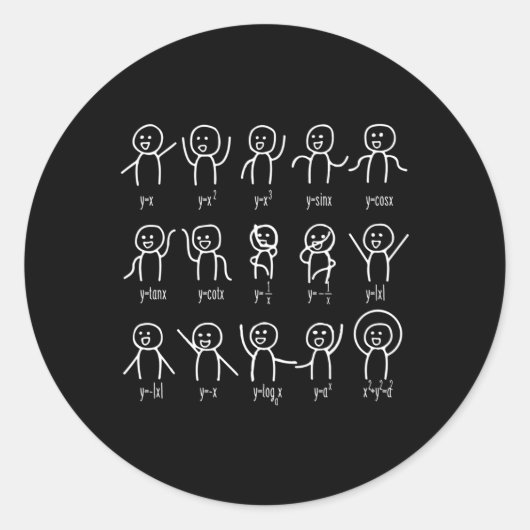 Sticker Rond Graphique de danse algèbre Chiffres équation mathé (Devant)