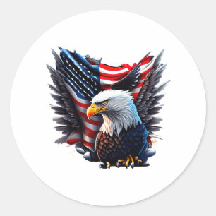 Sticker Rond Graphique De Drapeau Et D'Aigle Américain