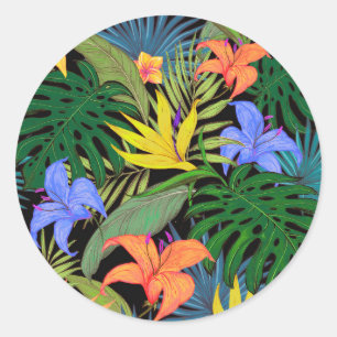 Sticker Rond Graphique de fleur d'Aloha de Hawaii tropical