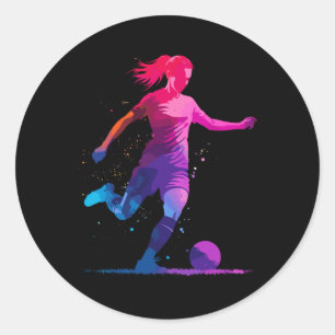 Sticker Rond Graphique de football et football, pour les filles